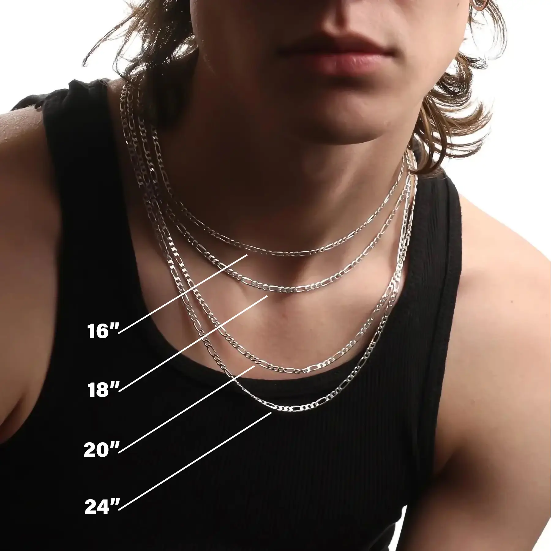 3MM STERLING SILVER FIGARO CHAIN - Image 12