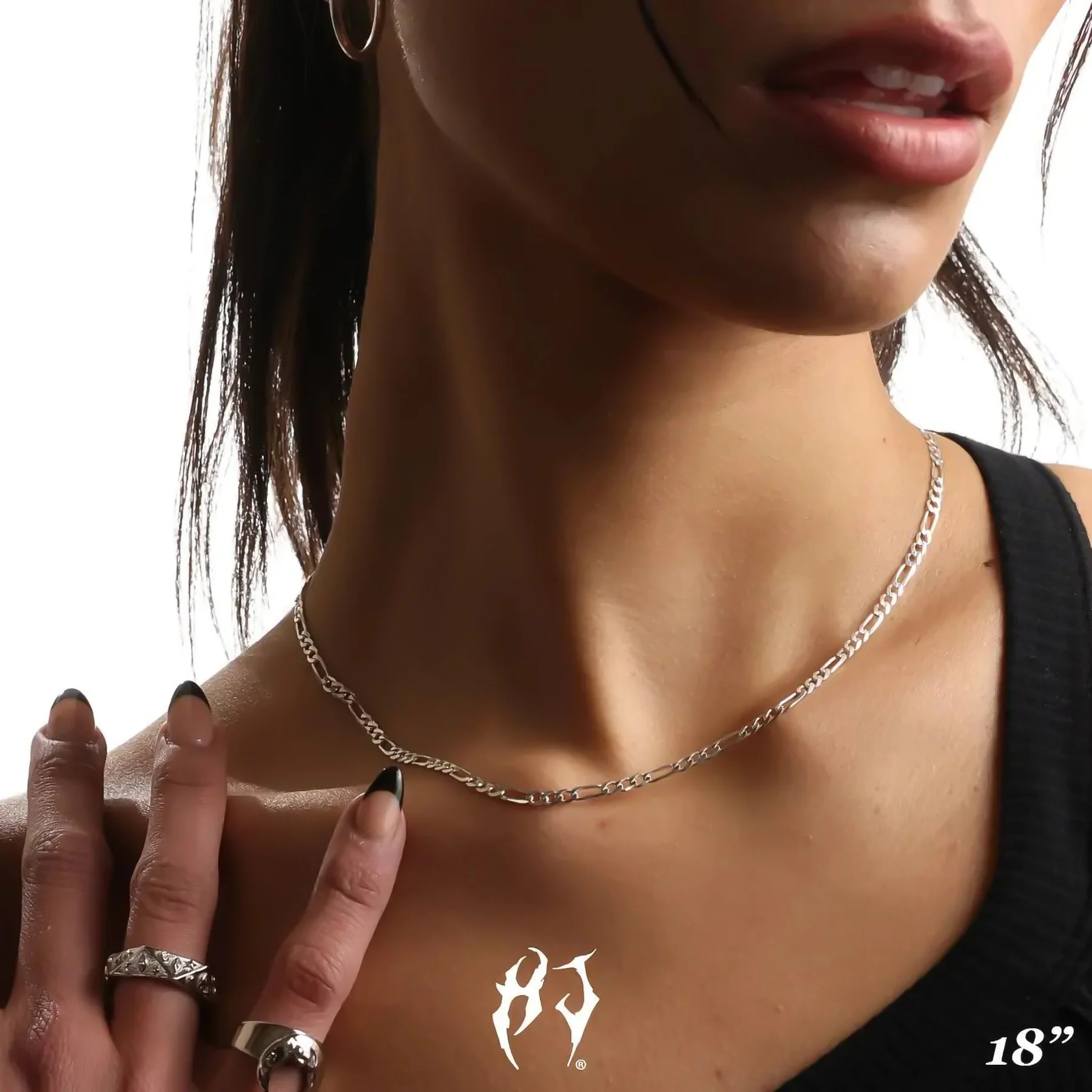 3MM STERLING SILVER FIGARO CHAIN - Image 6