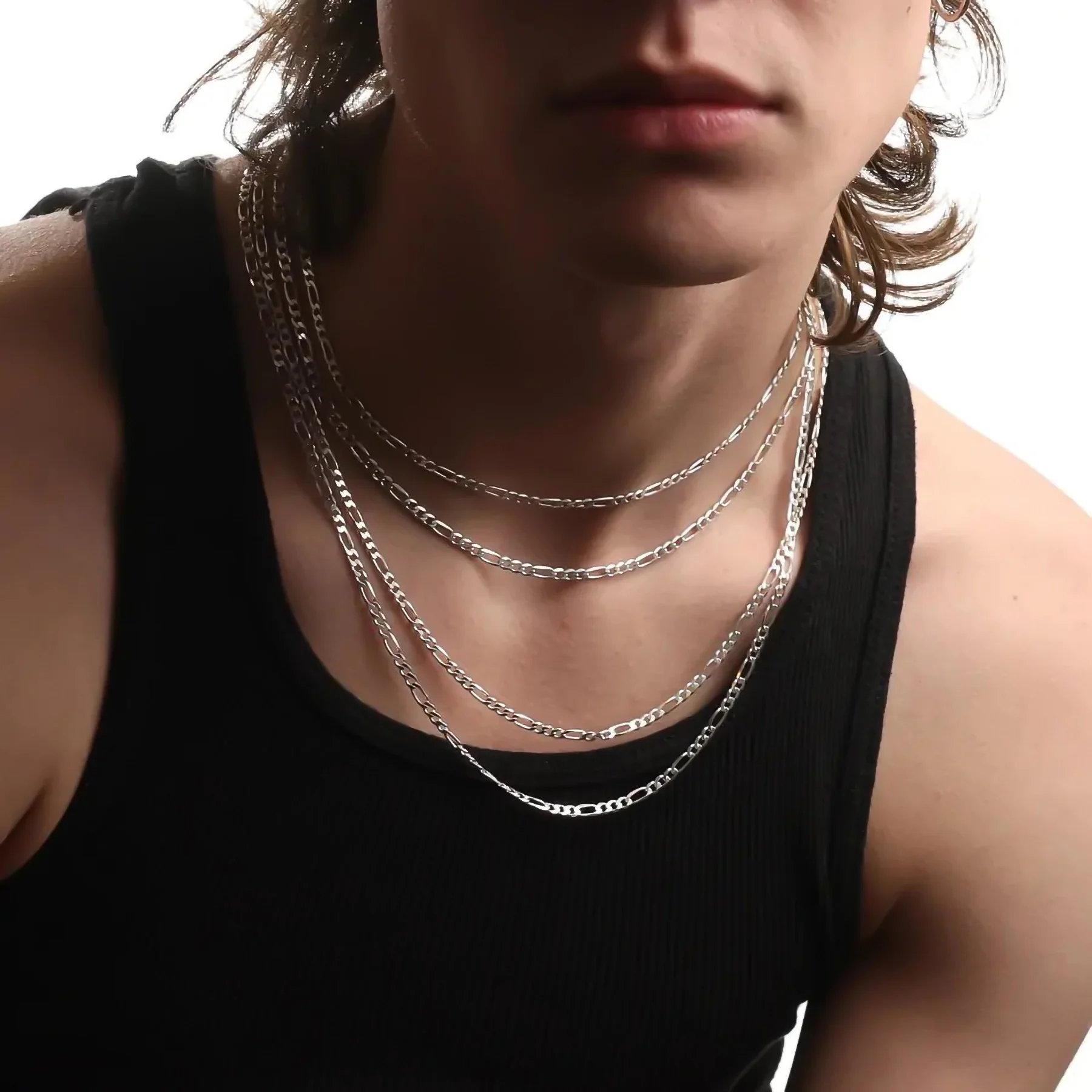 3MM STERLING SILVER FIGARO CHAIN - Image 7